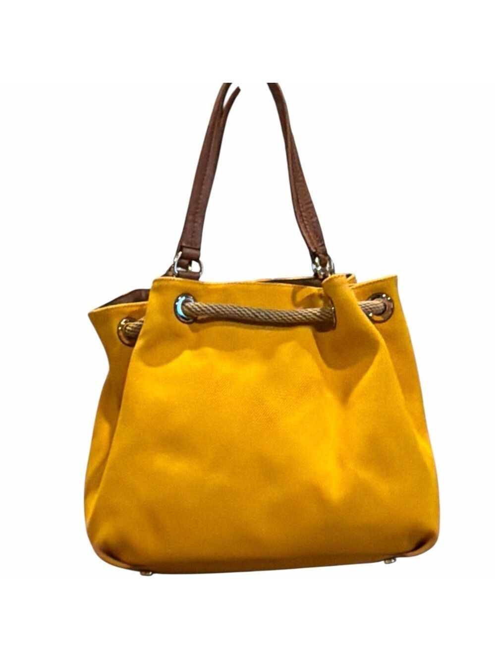 Michael Kors Yellow Marina Large Canvas Drawstring Tote - Picture 4 of 16